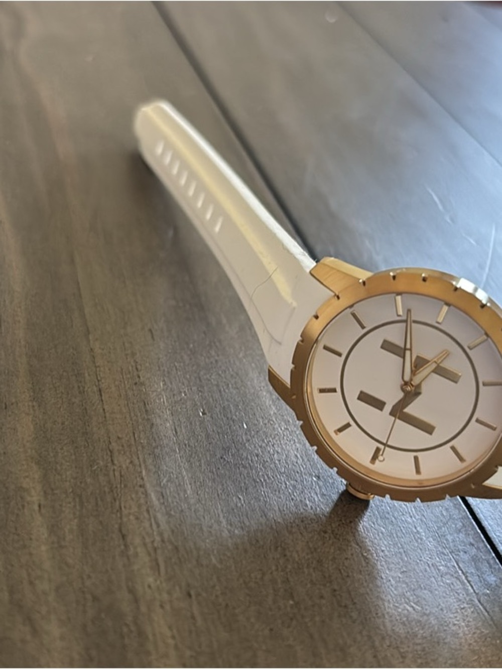 White and Gold Silicone Strap Watch - Brand: Hagley west